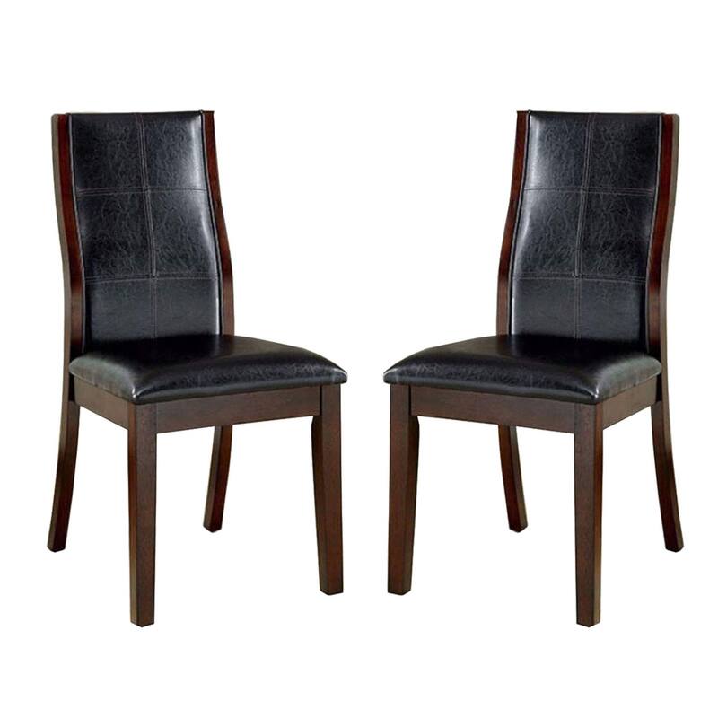 Set of 2 Espresso Leatherette Dining Chairs