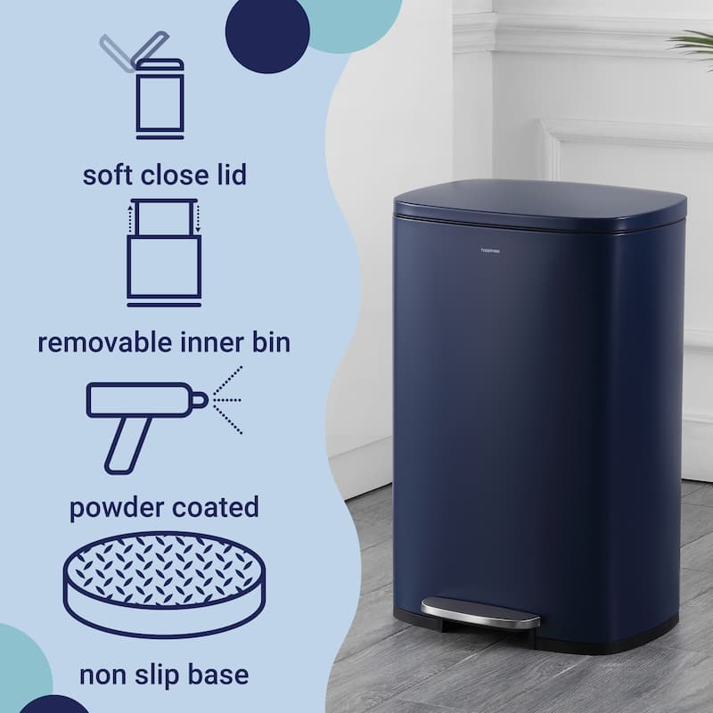 happimess 13-Gallon Trash Can with Soft-Close Lid and FREE Mini Trash Can