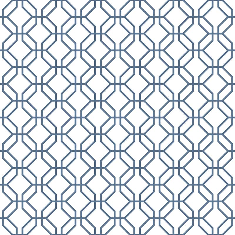 Galerie Wallcoverings Secret Garden Octogonal Trellis Non-woven Matte Wallpaper Roll - 33 feet x 21 inches - Blue