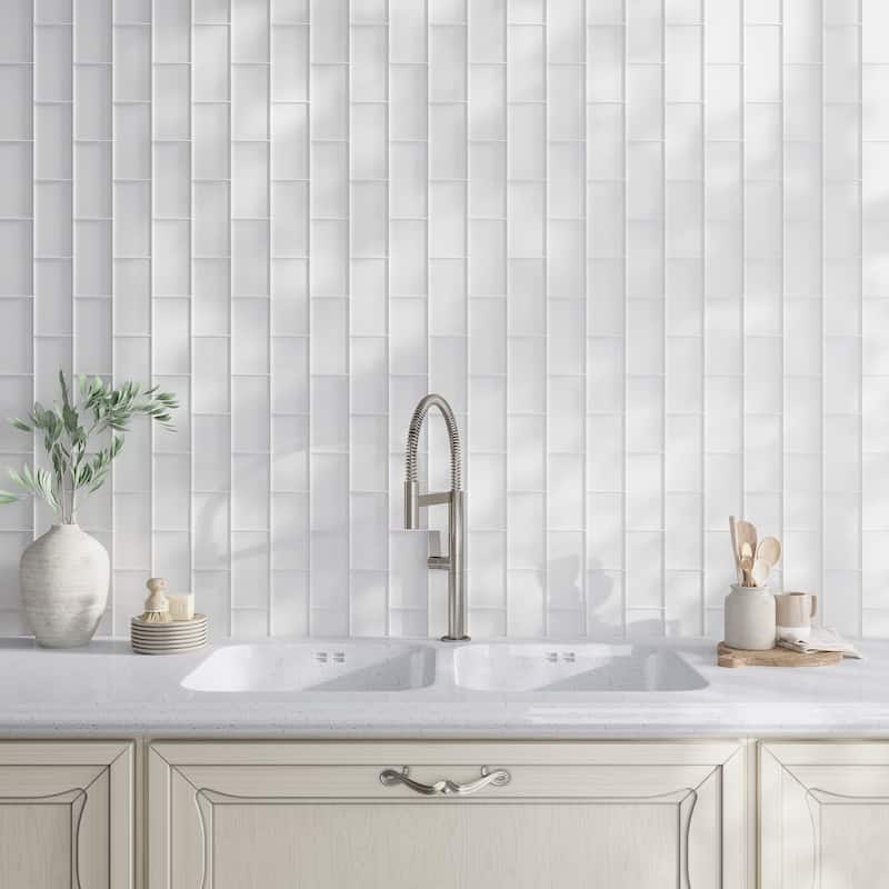 Apollo tile 3" x 6" Colorway Matte White Glass Tile (5 sq ft/case) - 40 Pack