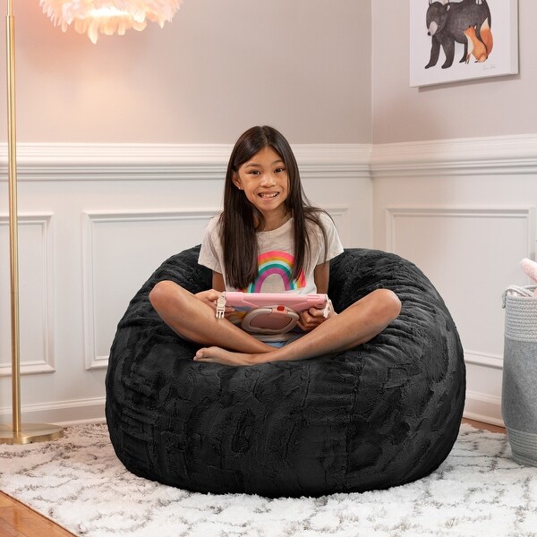 Jaxx Saxx 3 Foot Bean Bag Chair For Kids - Faux Fur - Fun Colors