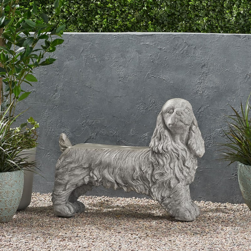 Roomfitters Cocker Spaniel Dog Statue, Decorative Animal Sculpture for Garden or Home, Gray