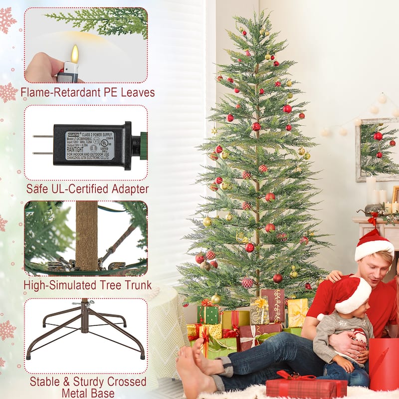 Gymax 6.5/7.5 FT Pre-Lit Artificial Christmas Tree Simulated Cypress