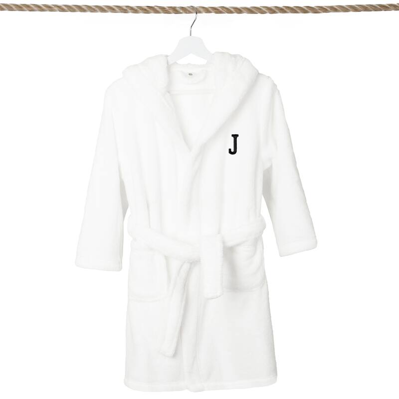 Sweet Kids 100% Polyester SUPER PLUSH Double Brushed Hooded Bathrobe with Black Bookman Monogram