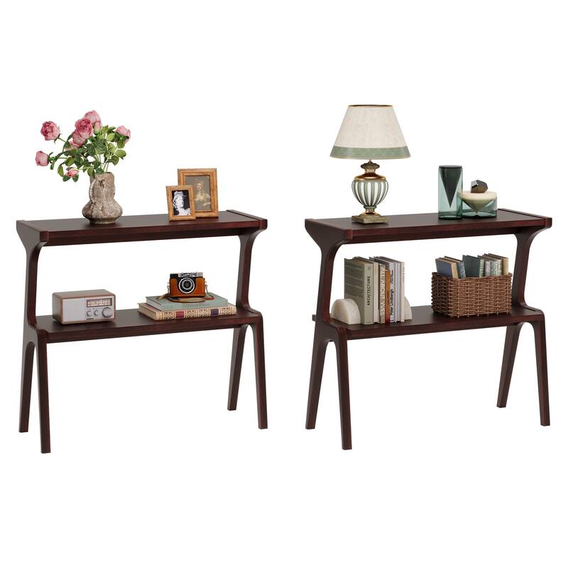 Narrow End Table for Living Room, 2-Tier Slim Sofa Side Table
