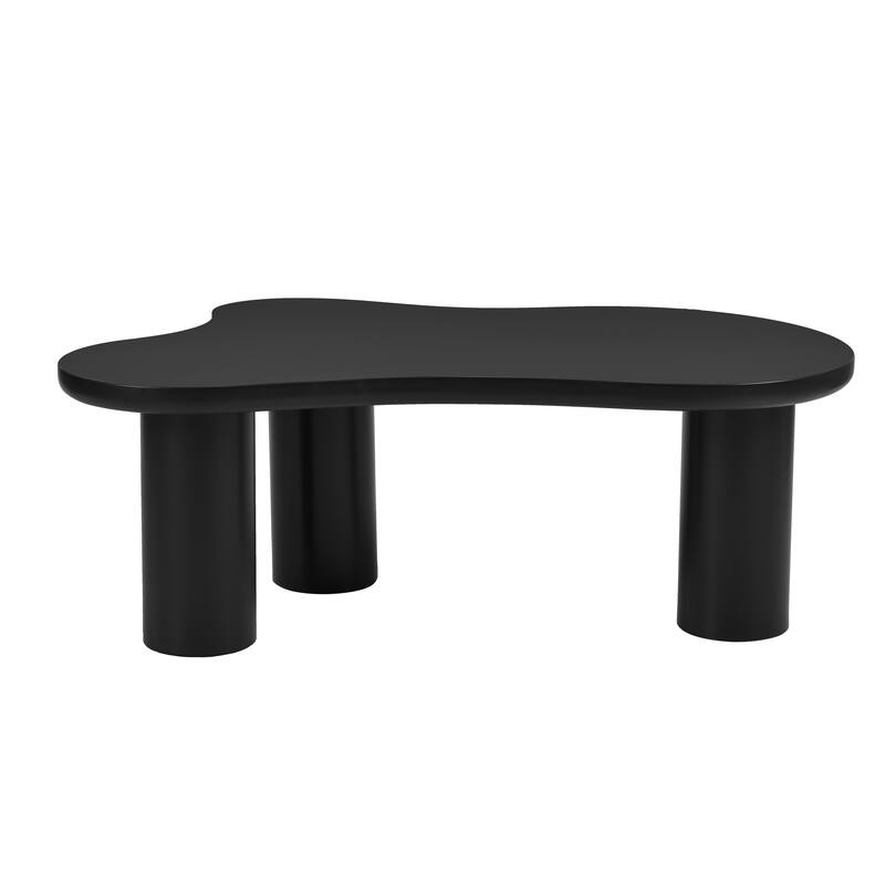 44" Modern Cloud Coffee Table with 1.5" Thick Tabletop, 3 Sturdy Legs and Round Edge