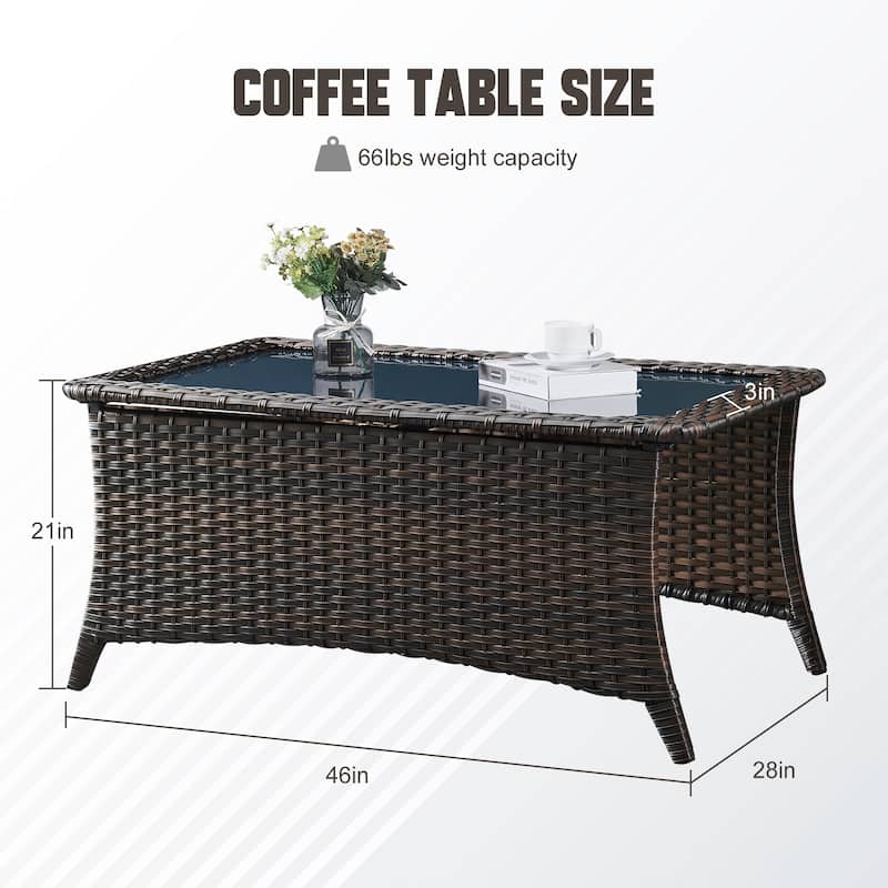 Gymojoy 2-Piece Outdoor Wicker Patio Furniture with 3 Seat Sofa, Rattan Coversation Set with Water Resistant Thick Cushions