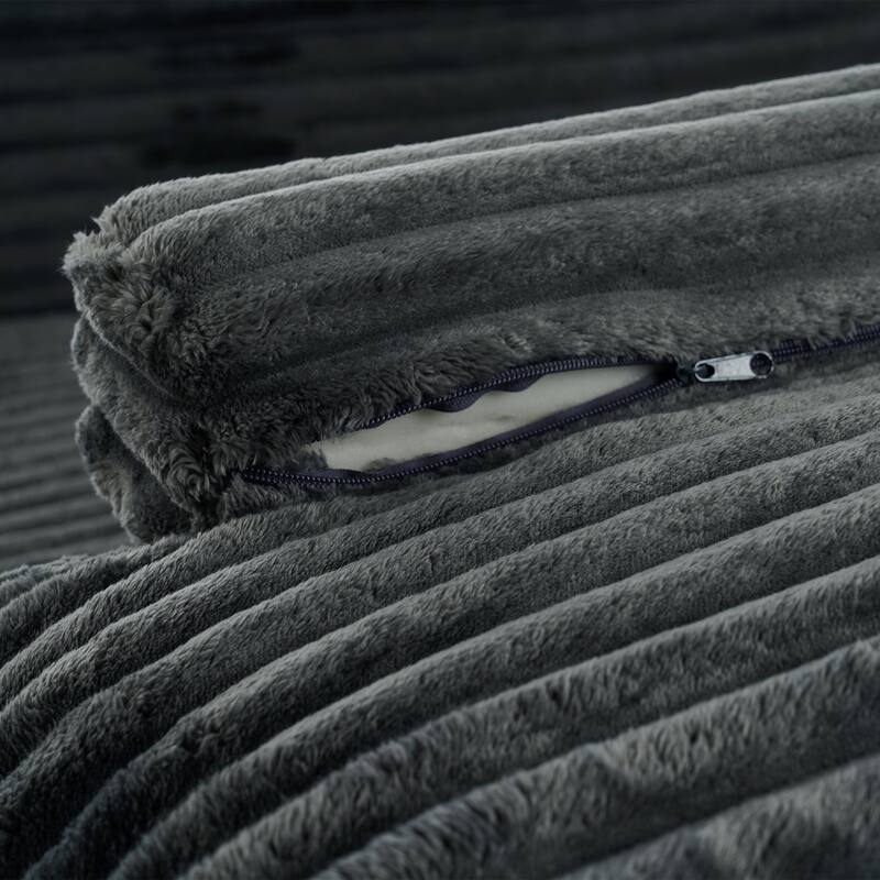 2 - Piece Upholstered Sectional Couch Sleeper Sofa L-Shape Chaise with Pillow