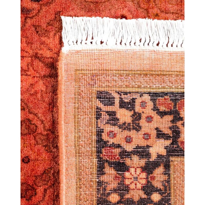 Overton Hand Knotted Wool Vintage Inspired Modern Contemporary Overdyed Pink Runner Rug - 2' 8" x 14' 1"