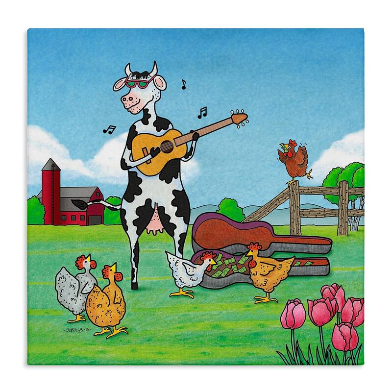 Stupell Busking Cow with Audience Canvas Wall Art Design By Roger Straub - 36 x 36