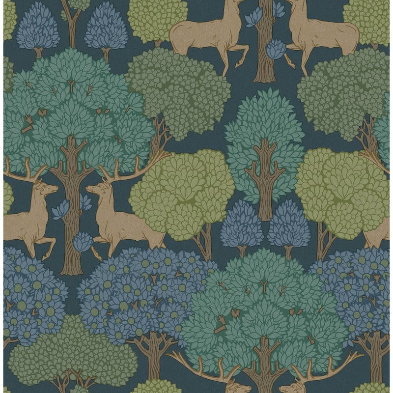 Forest of Arden Blue Deer Wallpaper