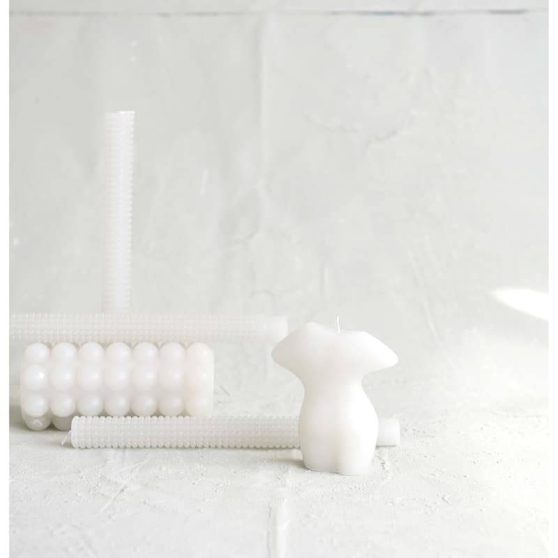 Unscented Hobnail Taper Candles in Box - 1.0"L x 1.0"W x 10.0"H