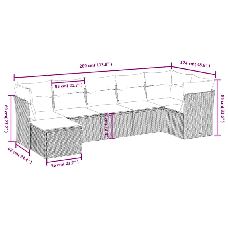 vidaXL Garden Sofa Set Beige/Black/Brown/Grey