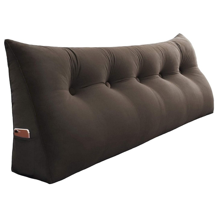 Soft Velvet Back Support Sofa Chair Bed Rest Pillow TV Lounger Cushion Grey 