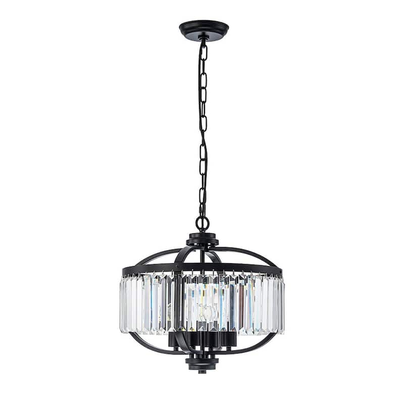 Vintage Luxury 4-Light Sparkle Crystal Round Cage Chandelier