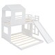 preview thumbnail 7 of 13, Playhouse Twin Over Full Wooden Bunk Bed, Farmhouse Safety Guardrail Bed with Ladder and Slide
