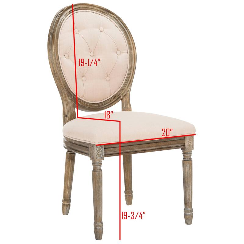 SAFAVIEH Eskarne Rustic Oak Tufted Oval Dining Chair (Set of 2) - 20" x 24" x 39" - 20Wx24Dx39H