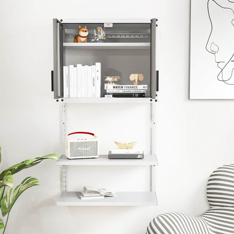 Gymax Metal Wall Cabinet w/ Locking Doors & 3 Adjustable Shelves for