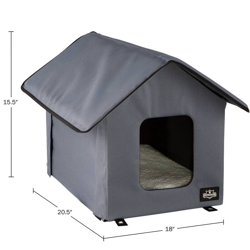 PETMAKER Heated Cat House with Heating Pad and Sherpa Cover