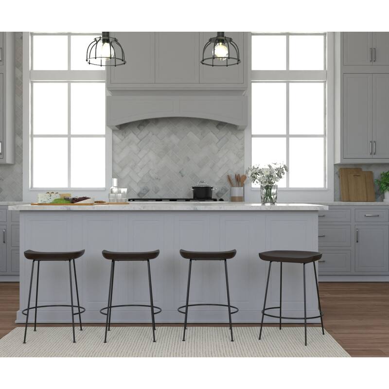 Curved Counter Stools - 24.5" - Brown and Black - Set of 2