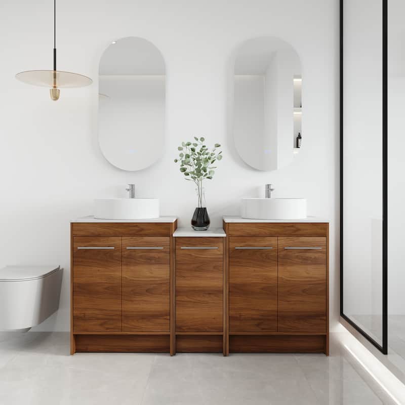 Malwee 24"/36"/48"/60" FreeStanding Bathroom Vanity, Floor Stand Bathroom Vanity with Ceramic Sink,Soft Close Door and Shelf