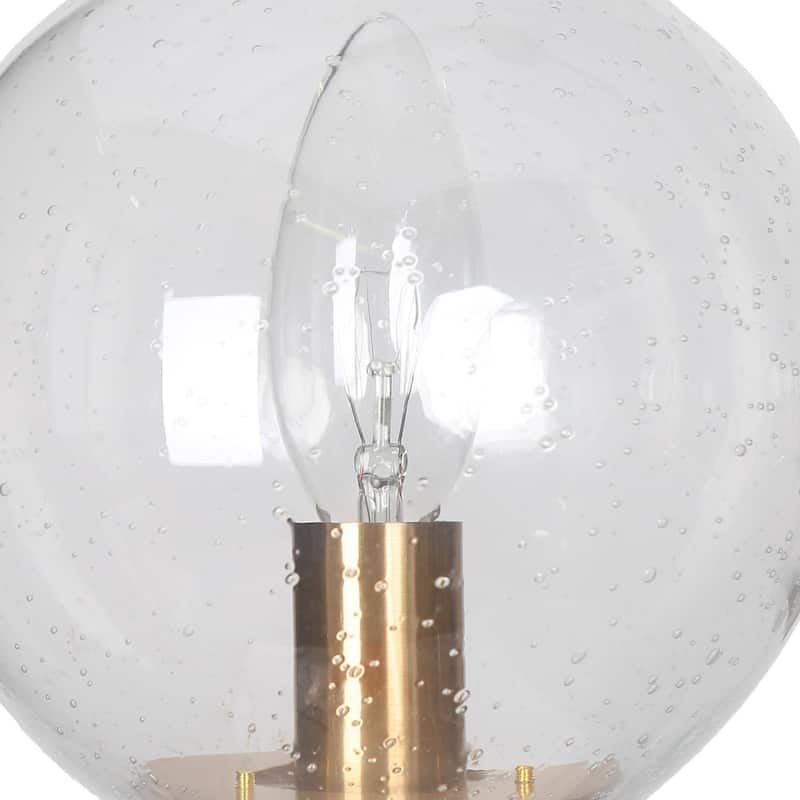 Modern Industrial 5-Light Matte Black/Gold Chandelier Globe Glass Shades Pendant Light Fixture for Dining Room - 22" D x 14" H