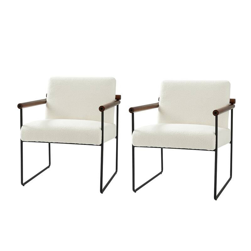 Justo Modern Accent Armchair with Metal Base and Removable Cushion Set Of 2 By HULALA HOME