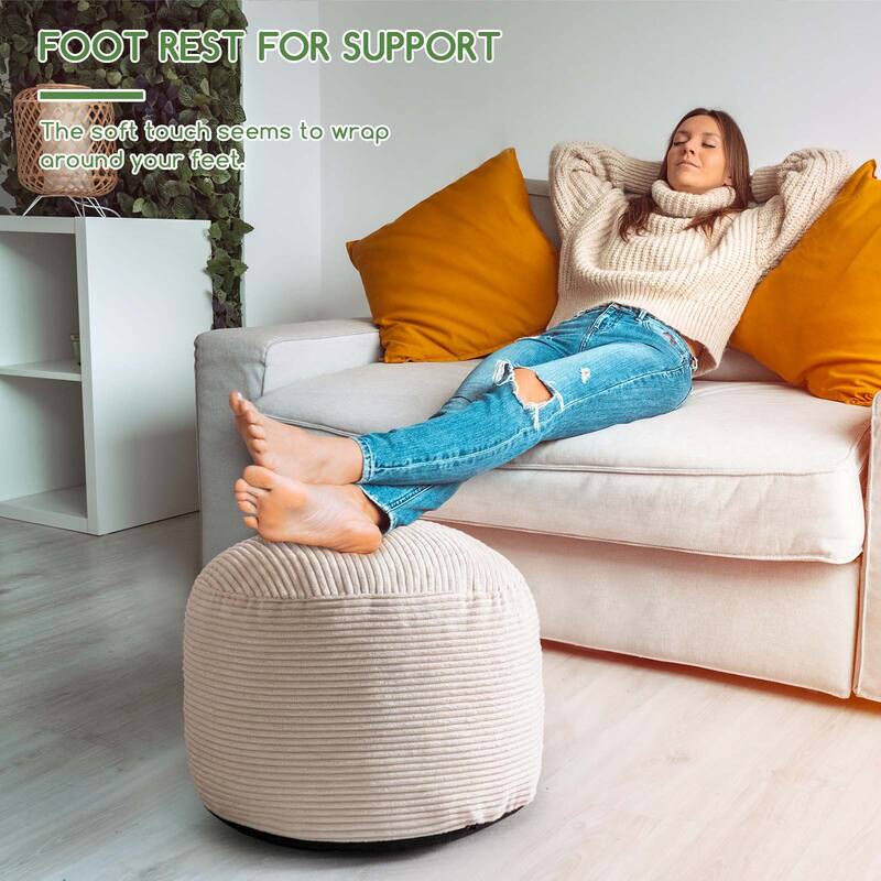 Round Corduroy Pouf Ottoman 20-inch/26inch