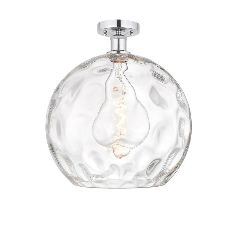 Innovations Lighting Athens Water Glass - 1 Light 13" Semi-Flush Mount - Clear Water Glass/Polished Chrome