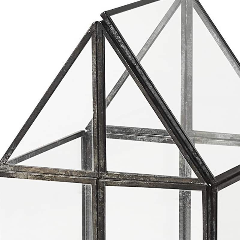 HomeRoots Clear Glass and Metal Terrarium Box