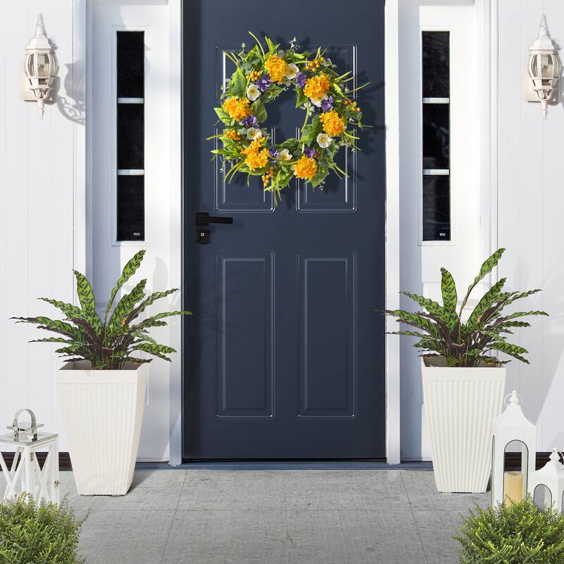Glitzhome Oversized Eco-Friendly PE Tall Planter Porch Flowerpot (Set of 2)