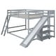 preview thumbnail 7 of 26, Full Over Full Bunk Bed with Slide & Ladder, Wood Floor Bunk Bed Frame w/Storage Shelves & Safety Guardrails for Kids Girls Boys