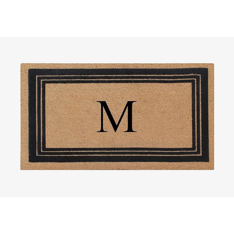 A1HC Natural Coir Monogrammed Entrance Door Mats Flock Doormat 24"X39" - M