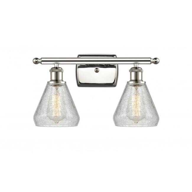 Innovations Lighting Conesus 2 Light 16" Wide Bathroom Vanity Light - Polished Nickel / Clear Crackle