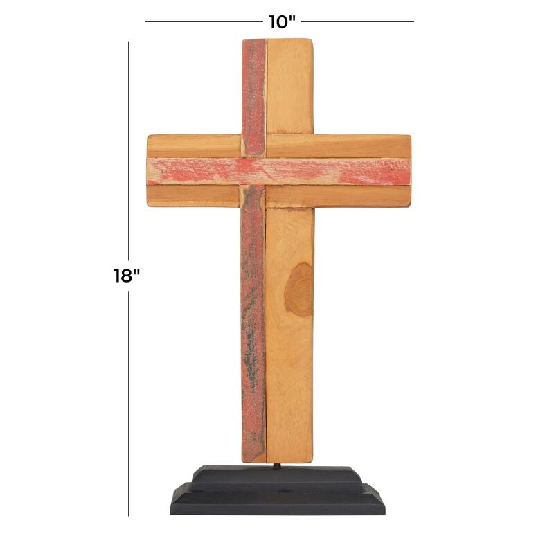 Brown Wood Modern Sculpture Cross 18 x 10 x 4 - 12 x 4 x 21