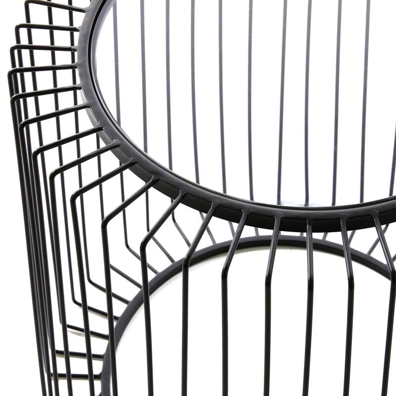 Metal Open Wire Frame Accent Table with Shaded Glass Top - Black - Roche River Decor