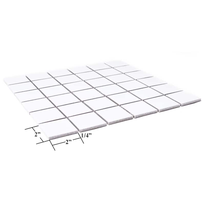 The Tile Life Cube 2x2 White Matte Porcelain Mosaic Floor, Wall & Backsplash Tile