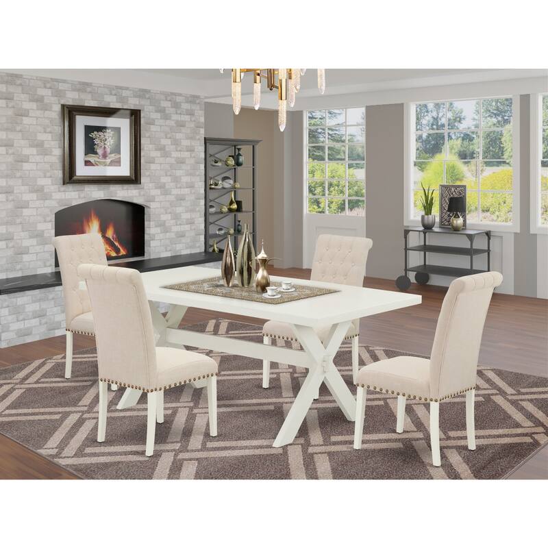 5-Piece Dining Room Table Set with 4 Parson Chairs - Rectangular Kitchen Table and Dining Chairs - 72