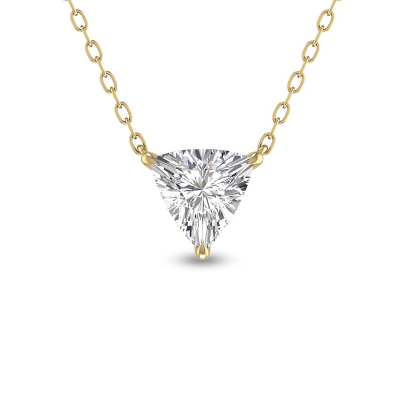 Marquee Lab Grown 1/2 Carat Floating Trillion Shaped Diamond Solitaire Pendant in 14K Yellow Gold