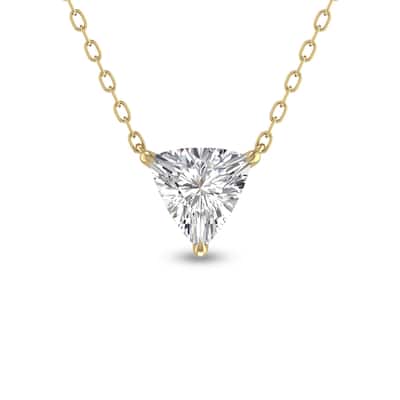Marquee Lab Grown 1/2 Carat Floating Trillion Shaped Diamond Solitaire Pendant in 14K Yellow Gold