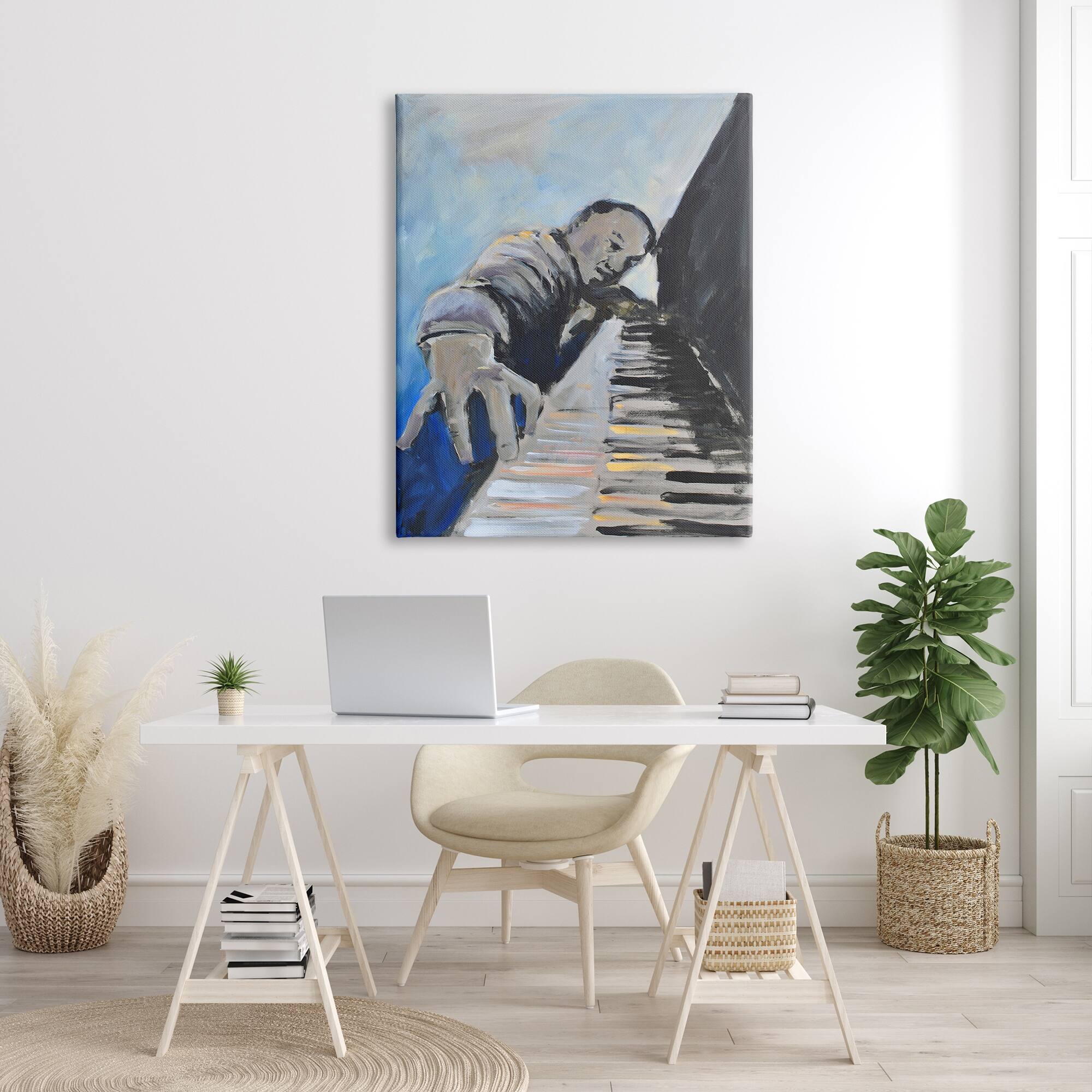 Stupell Piano Player Blues Musician Expressive Painting Canvas Wall Art ...