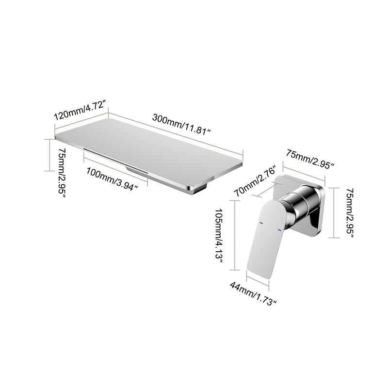 YASINU Waterfall Bathroom Sink Faucet 1- Handle Wall Mount Lavatory Faucet