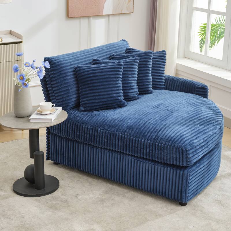Oversized Fan-shaped Corduroy Couch, 2-piece Sectional Sofa with 4 & 8 Throw Pillows