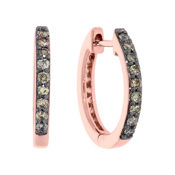 Prism Jewel 0.25Ct Round Natural Brown Color Diamond Hoop Earring - N/A