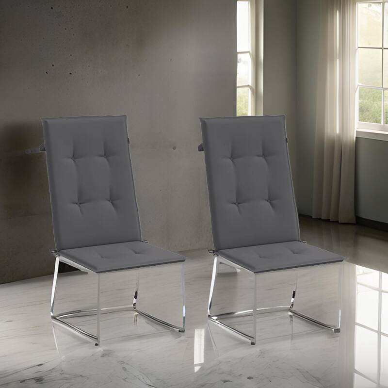 Outdoor Cushions for High Back Chair, Set of 2, Gray Fabric, 47 Inch