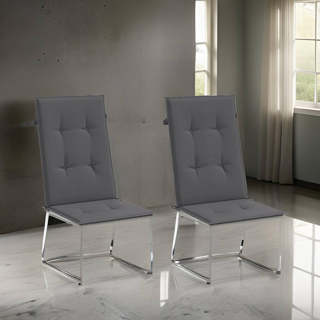 Outdoor Cushions for High Back Chair, Set of 2, Gray Fabric, 47 Inch
