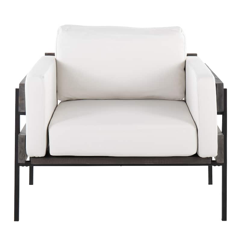 Carbon Loft Kari Accent Chair - White Faux Leather/Grey Wood/Black Metal