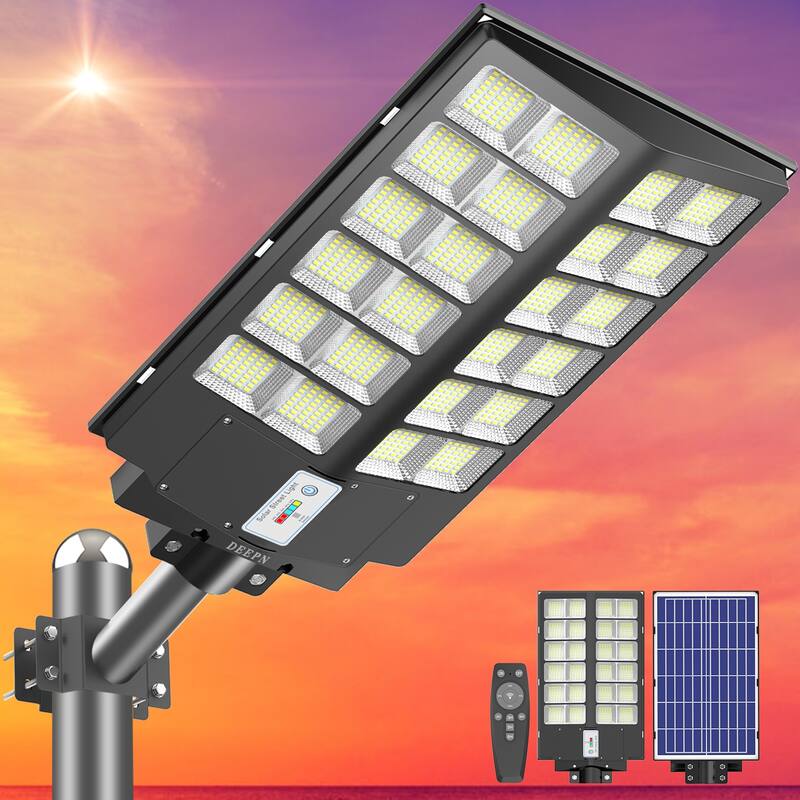 Solar Street Light 450000LM LED Solar Flood Lights Outdoor with Remote Control - 4200W - 1-Pack