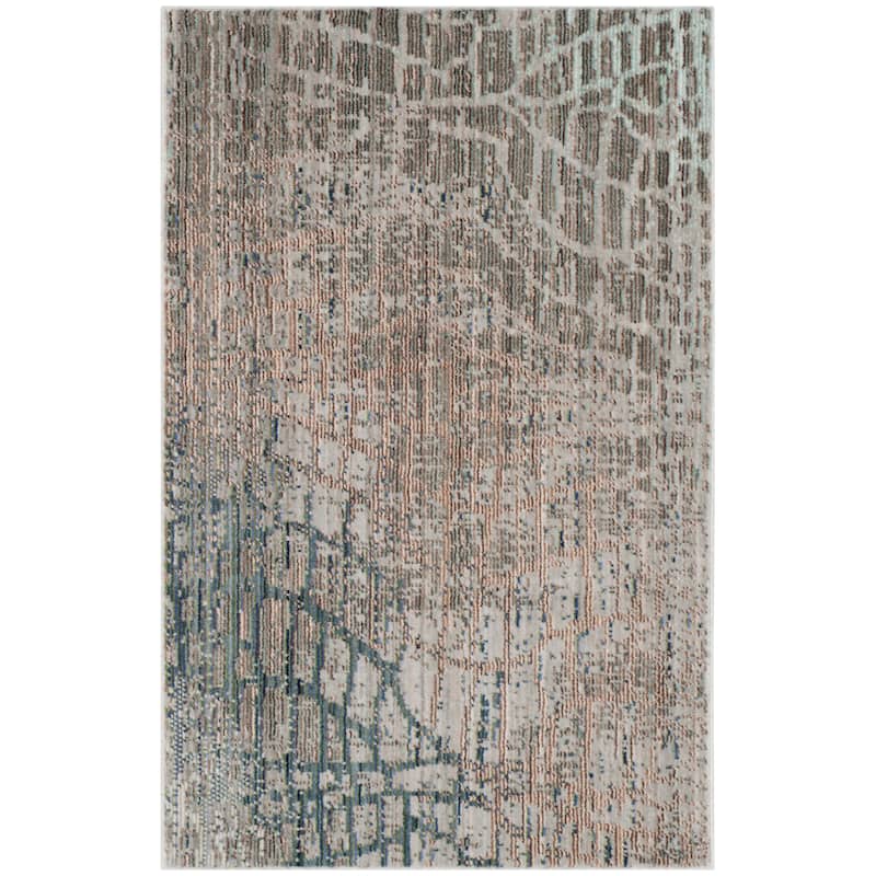 SAFAVIEH Valencia Nazila Distressed Vintage Boho Oriental Polyester Rug - 2' x 3' - Grey/Multi