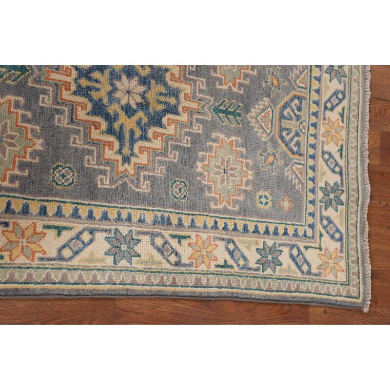 Grey Traditional Kazak Foyer Rug Hand-Knotted Wool Carpet - 2'8" x 4'1"